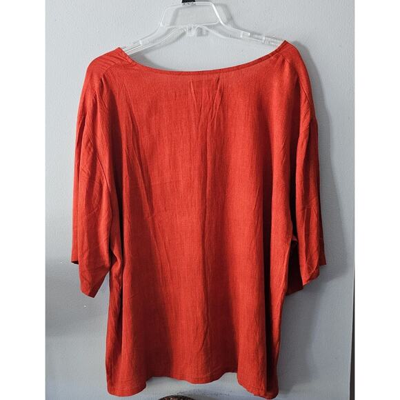 Southwest Indian Foundation Shirt Women's Size 2X Burnt Sienna Orange 100% Rayon - Picture 5 of 8